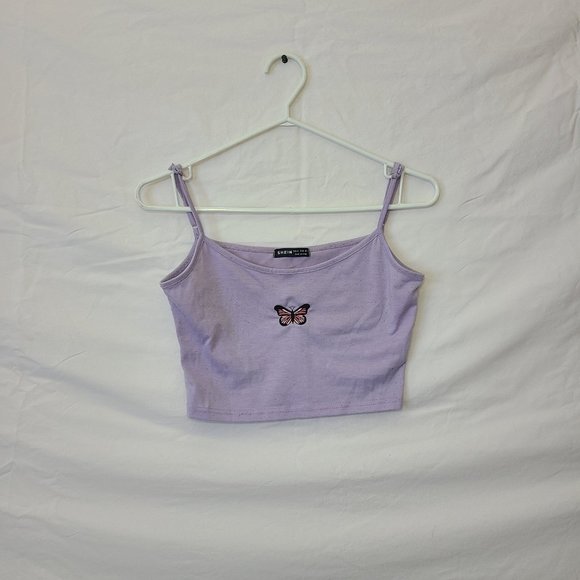 SHEIN Purple Cropped Cami With Butterfly Woman - Picture 1 of 2
